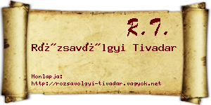 Rózsavölgyi Tivadar névjegykártya